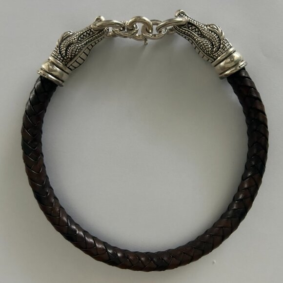 Vintage Barry Kieselstein Cord Leather Alligator Necklace with Sterling Silver - Picture 3 of 6